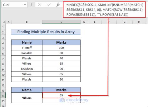 excel match multiple results.